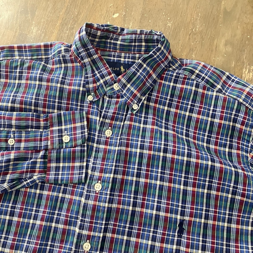Polo Ralph Lauren Button Down Shirt Mens LT Large Tall Plaid‎ Long Sleeve Pony